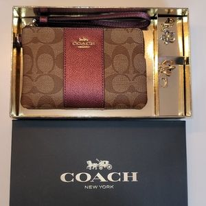 Coach Boxed Corner Ziped Wristlet and Charms
